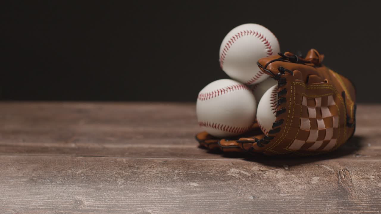 Free stock video Close up studio baseball still life with balls in